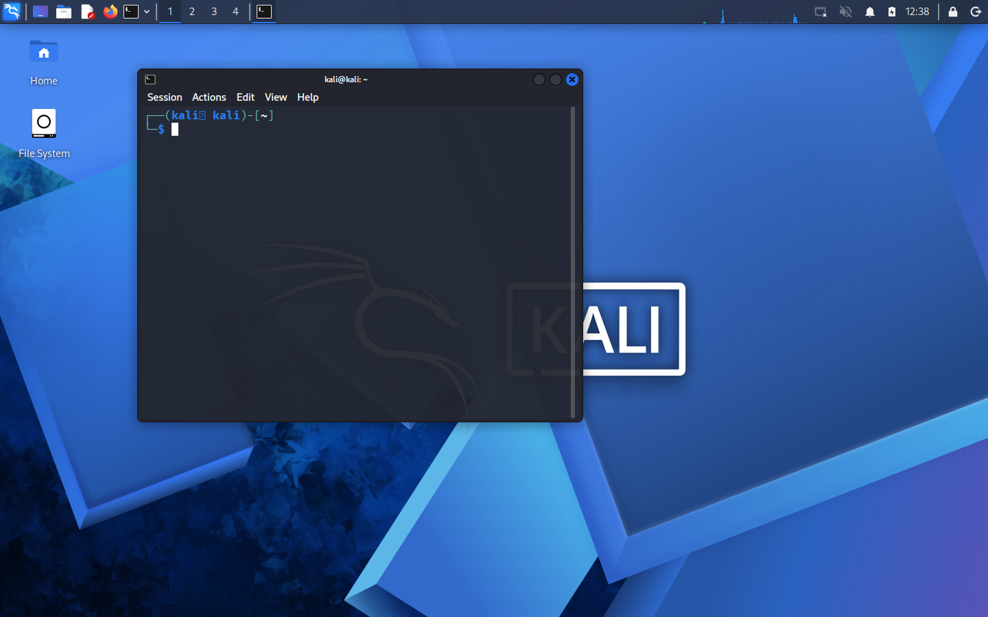 Real Kali Linux XFCE desktop with terminal running in a browser